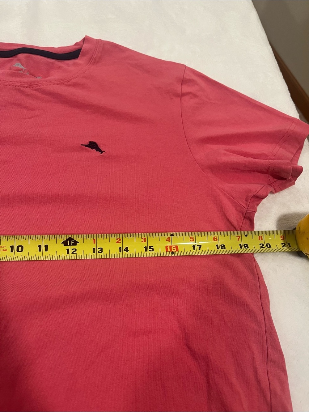 Tommy Bahama Men's Short Sleeve Cotton Spandex Tee - Size Small Coral Pink - Picture 4 of 5